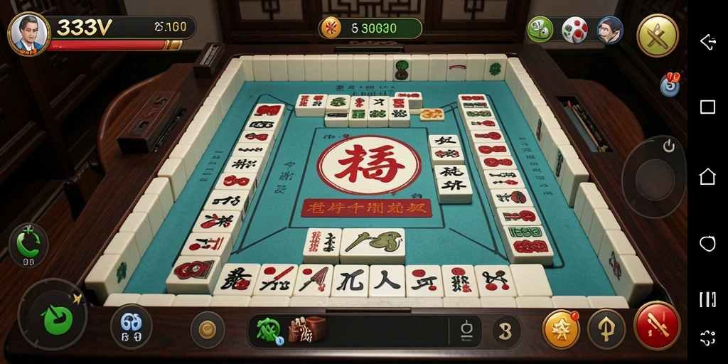 Screenshot utama 333V menampilkan permainan Mahjong yang seru.