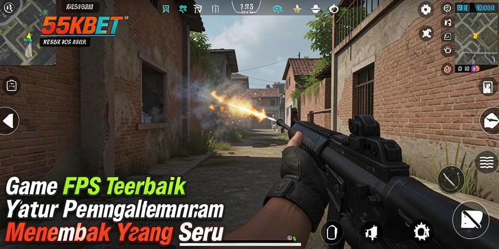 Tampilan gameplay seru dalam 55KBET dengan aksi tembak-menembak intens.