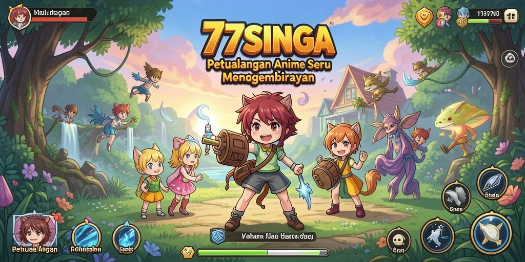 Tampilan gameplay seru dan karakter anime yang menawan di 77SINGA.