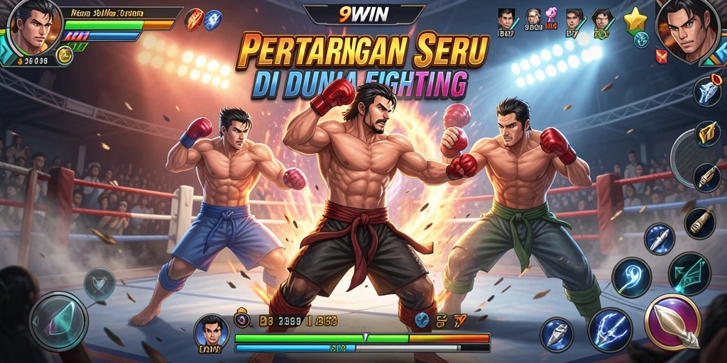 Tangkapan layar utama 9WIN menampilkan aksi pertarungan yang intens.