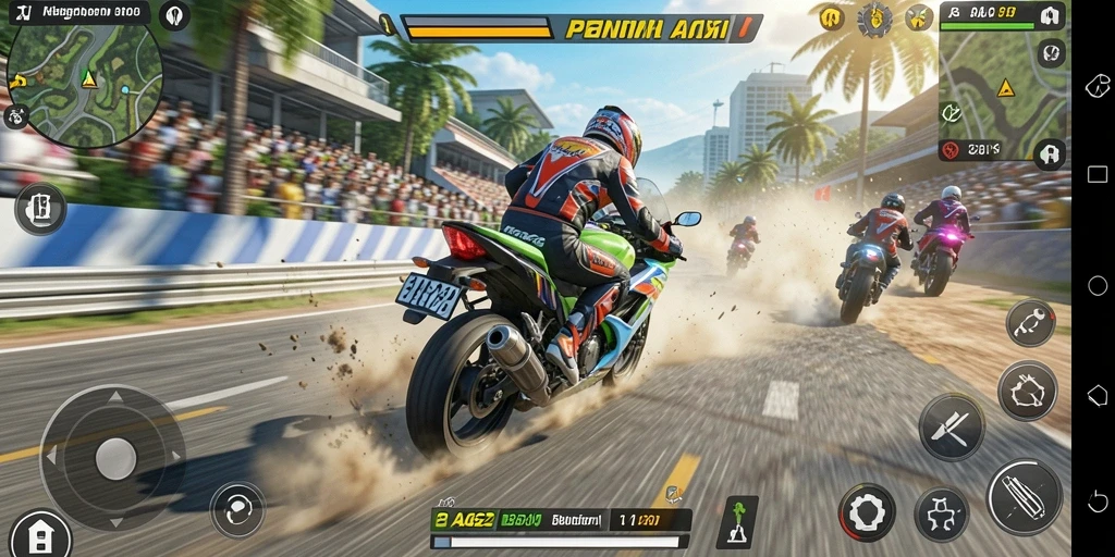 Gameplay seru AA62 yang penuh aksi balapan motor.