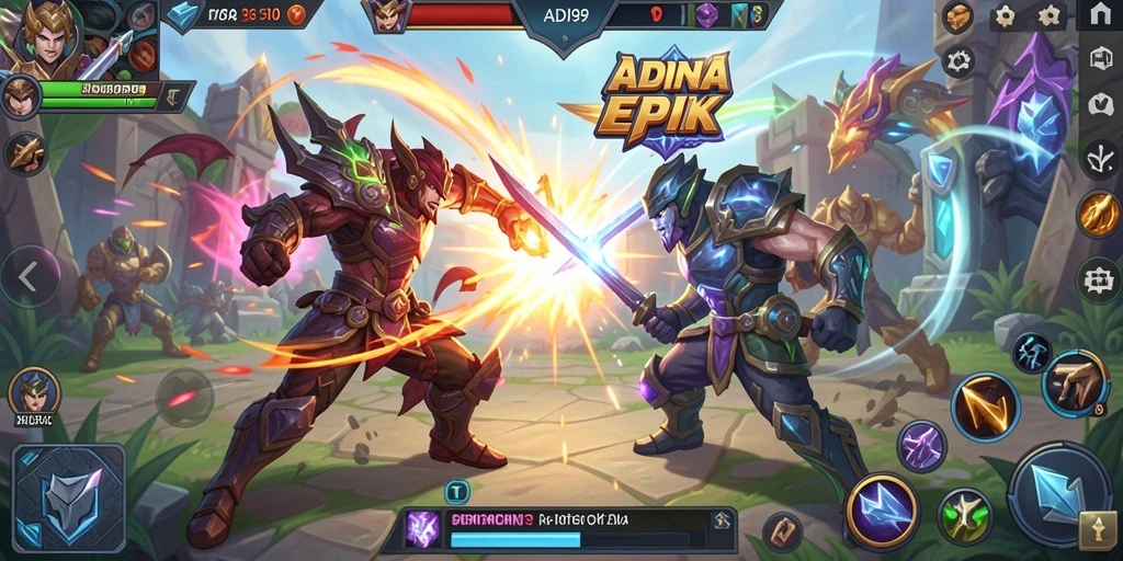Tangkapan layar gameplay ADI99 menunjukkan pertarungan seru di arena MOBA.