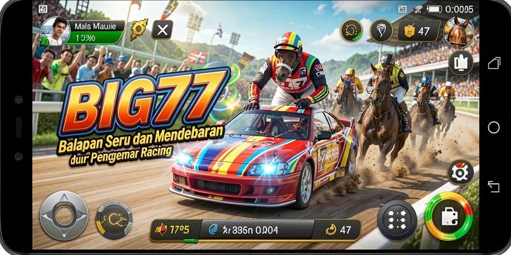 Gameplay seru dalam balapan mobil di BIG77.