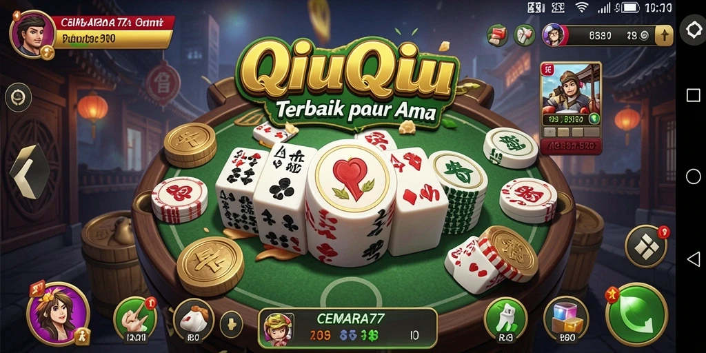 Screenshot CEMARA77 menunjukkan gameplay seru di game QiuQiu.