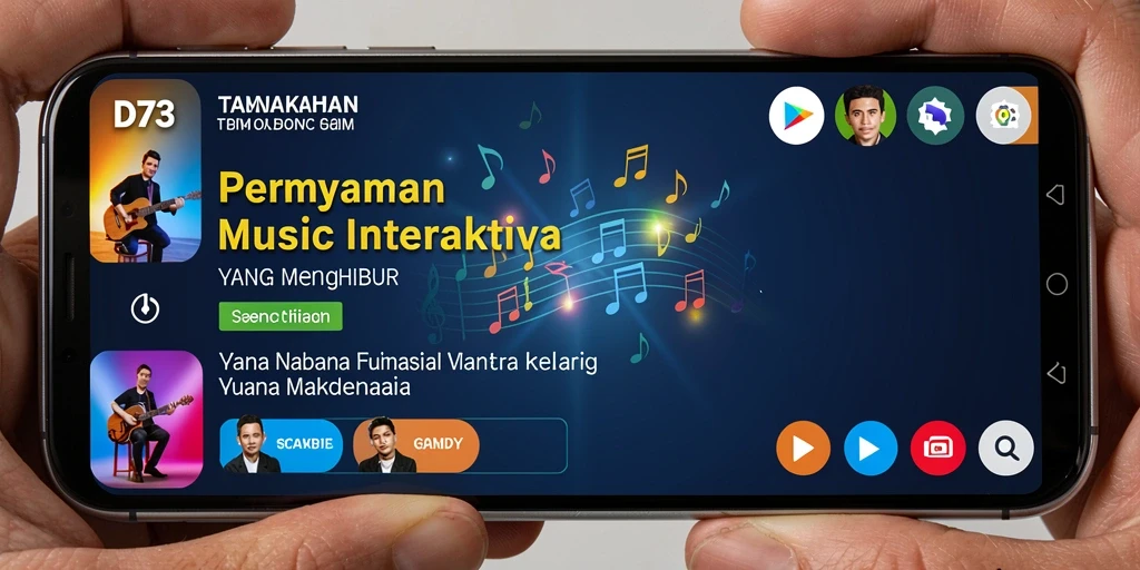 Screenshot D73 yang menampilkan gameplay musik yang mengasyikkan.