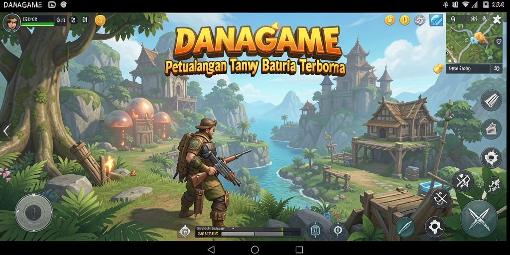 Tangkapan layar menampilkan pemain yang menjelajahi dunia terbuka yang indah.
