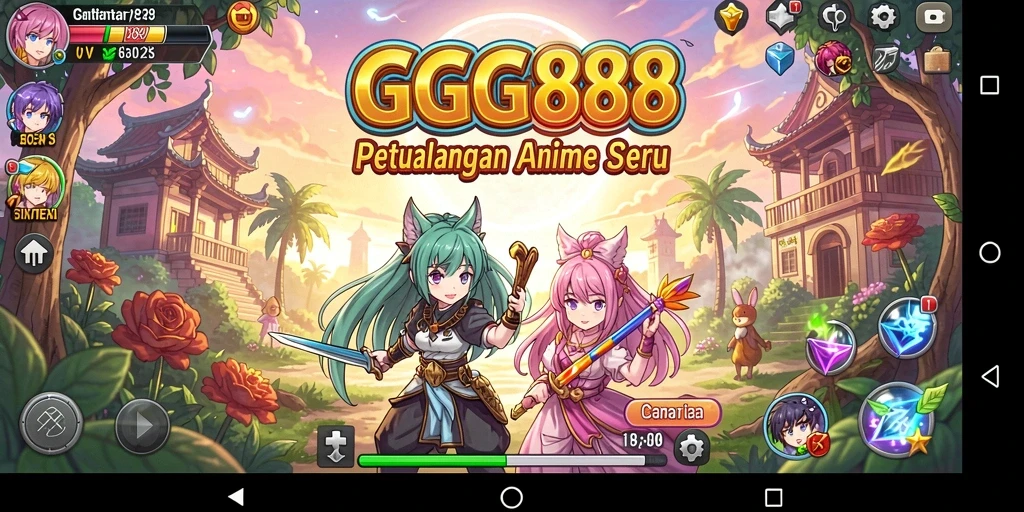 Tampilan gameplay seru dari GGG888 yang penuh aksi anime.