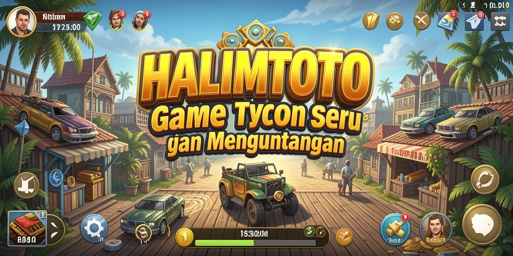 Screenshot gameplay HALIMTOTO menunjukkan pengelolaan bisnis yang seru.