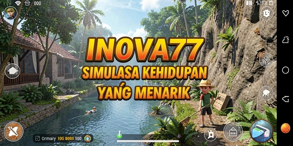 Tampilan gameplay INOVA77 yang menampilkan interaksi karakter dalam simulasi kehidupan.