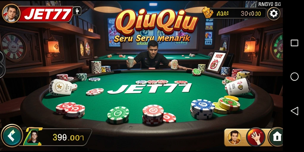 Tampilan gameplay QiuQiu yang menegangkan dalam JET77.