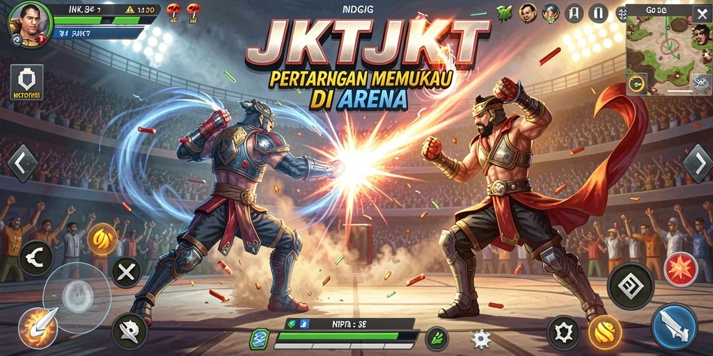 Gameplay JKTJKT yang penuh aksi dan seru dalam arena Fighting.