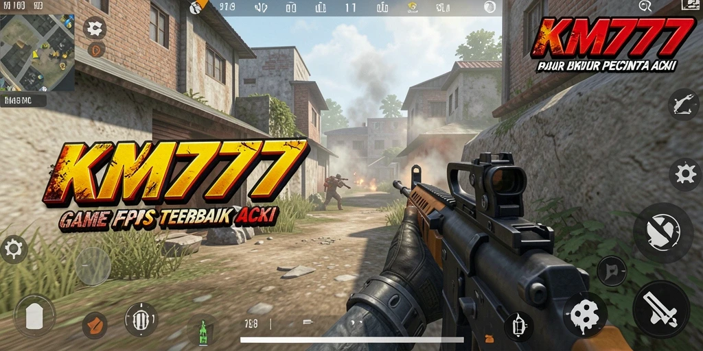 Tampilan gameplay seru dalam aksi FPS KM777.