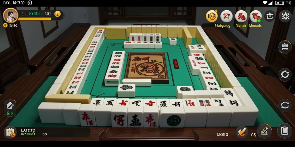 Screenshot gameplay LATOTO menampilkan pemandangan meja Mahjong yang menarik.