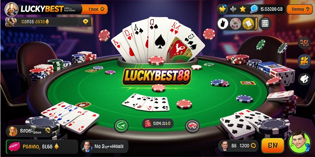 Tampilan menarik dari gameplay LUCKYBEST88 dengan suasana Poker yang menggembirakan.