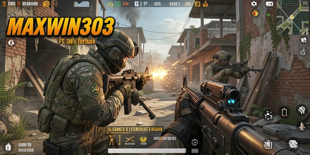Tangkapan layar utama permainan <strong>MAXWIN303</strong> yang menunjukkan aksi FPS mendebarkan.