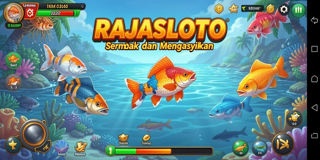 Tampilan gameplay RAJASLOTO yang menantang di dunia bawah laut.