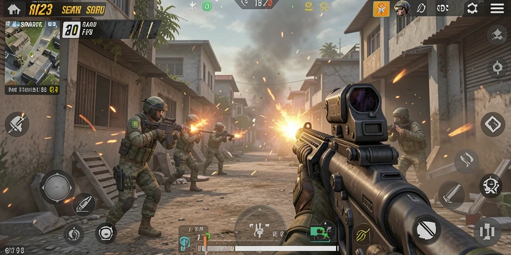 Screenshot gameplay SINAR123 yang menunjukkan aksi tembak-menembak yang dinamis.