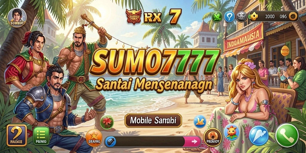 Tampilan permainan seru dan karakter lucu dalam SUMO777.