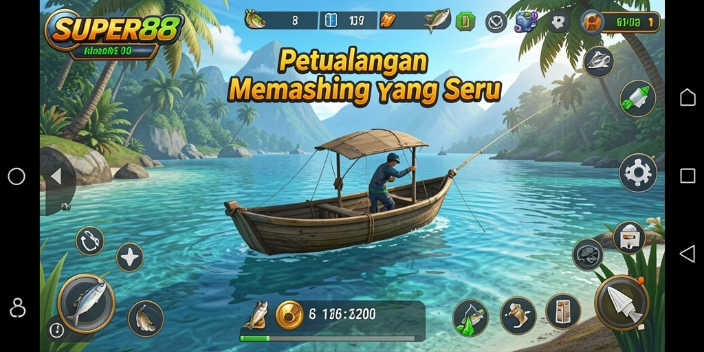 Tampilan gameplay SUPER88 yang seru dalam memancing ikan.