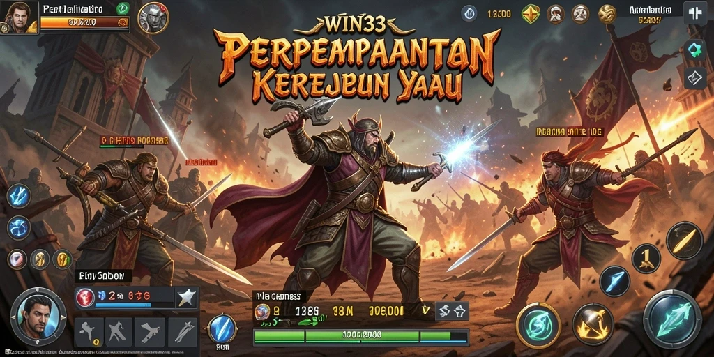 Screenshot gameplay WIN33 menampilkan menara bertahan melawan invasi musuh.