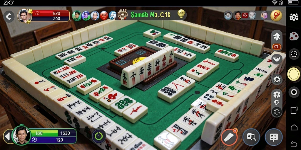 Tampilan gameplay ZK7 yang menarik dan mendebarkan saat bermain Mahjong.